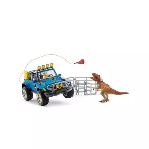 Schleich Dinosaur Toy Truck with Dino Outpost & Giganotosaurus 15- Piece Play...