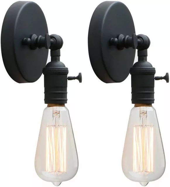 Pair Retro Minimalist Industrial Wall Lamp Sconce Flush Mount Edison Bare Light