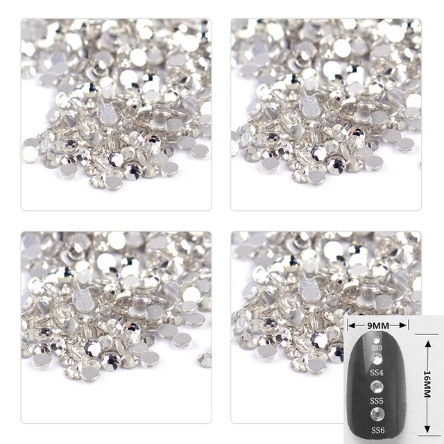 1440pc Clear Flat Back Glass Round Beads Crystal Rhinestone Nail Art Phone rt 2