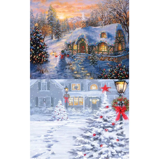 Kit artesanal de pintura al óleo sin marco por números hágalo usted mismo casa de Navidad para el hogar