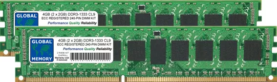 4GB (2 X 2GB) DDR3 1333MHz PC3-10600 240-PIN ECC Inscrit Rdimm Serveur RAM Kit