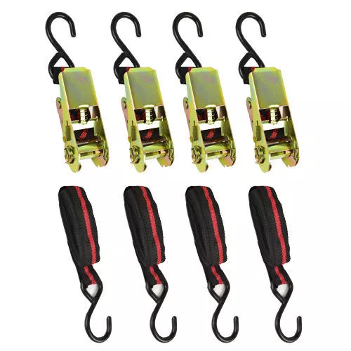 4 x AUTO LOCKING TIE DOWN RATCHET RACHET STRAPS 1" X 15FT HOLDING STRAP NEW