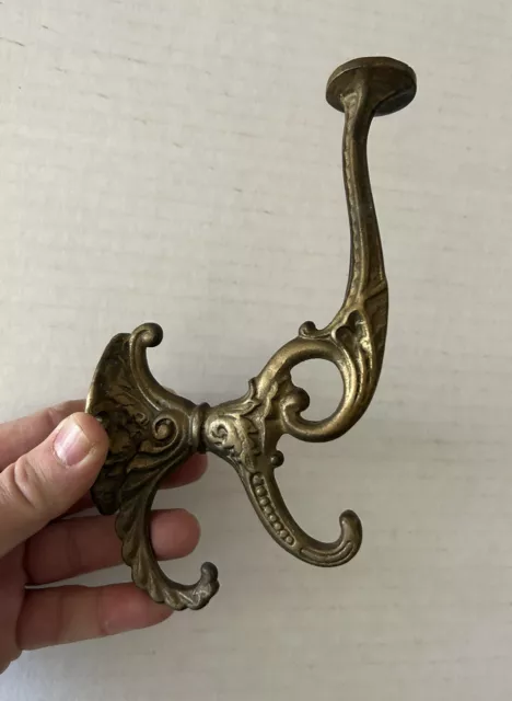 Antique Victorian Decorative Solid Brass Coat Hook Robe Hook Vintage Hardware