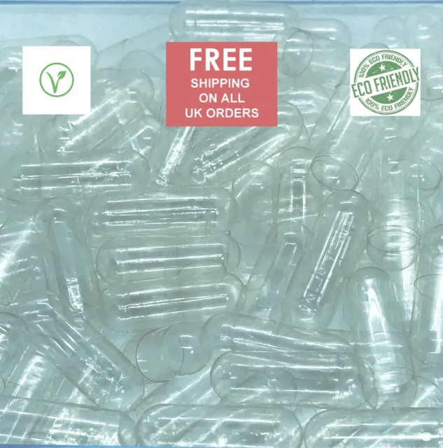 Cápsulas veganas Pullulan transparentes vacías talla #000,#00,#0,#1- amigables con el medio ambiente
