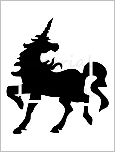 Unicornio caballo #1 plantilla Halloween talla calabaza 8,5""x11"" hoja reutilizable S774
