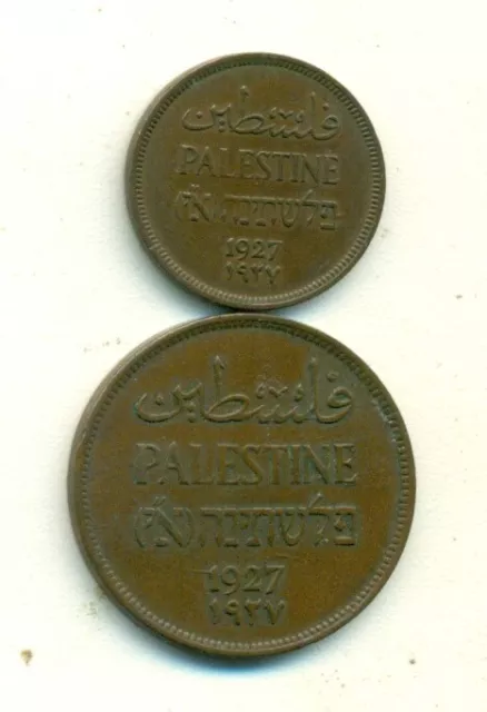 2 NICE OLDER COINS from PALESTINE - 1 & 2 MILS (BOTH DATING 1927)