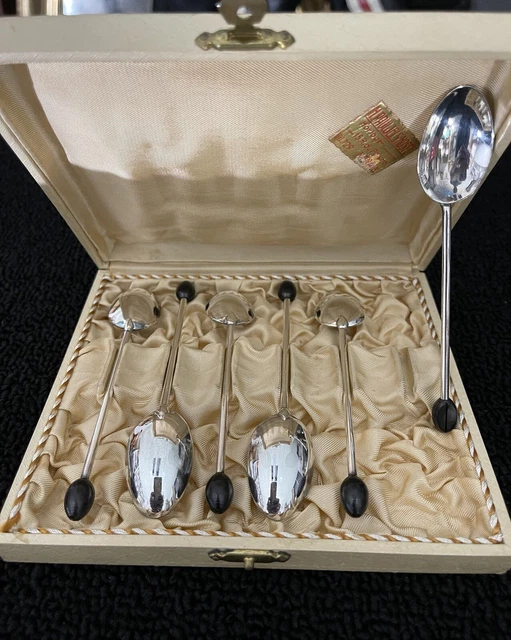 4 Cuillères à Moka/café Christofle – Modèle Talisman, Argent émaillé, Poinçons