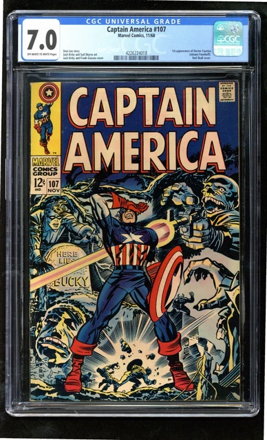 Captain America #107 Cgc 7.0 Ow/W Pages Red Skull Original Owner More Comics