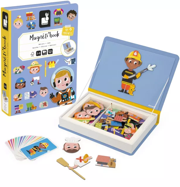 Janod - Magnéti'Book Occupations - Magnetic Educational Game - 48 Magnets + 16 M