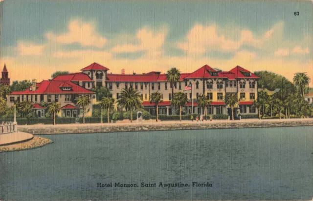 St Augustine FL Florida, Hotel Monson Advertising, Vintage Postcard