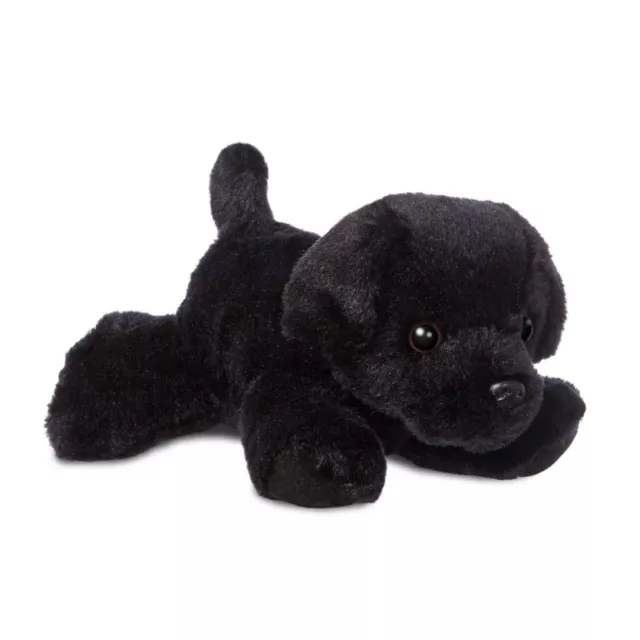 NEW AURORA 20cm FLOPSIES PLUSH BLACK LABRADOR CUDDLY SOFT TOY PUPPY DOG TEDDY