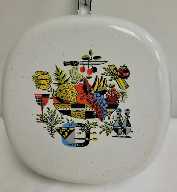 Vintage Berggren Painted Enamelware Frying Pan with lid Swedish Folk Art  10"