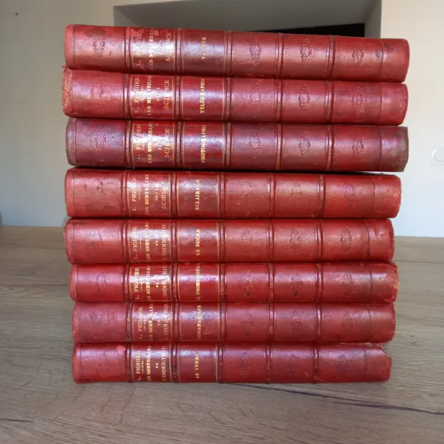 Serie complète des 8 volumes "Les merveilles de la science et industrie" 1869-70