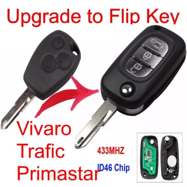 new Flip remote key upgrade Vivaro Trafic Primastar 433mhz 3 button fob