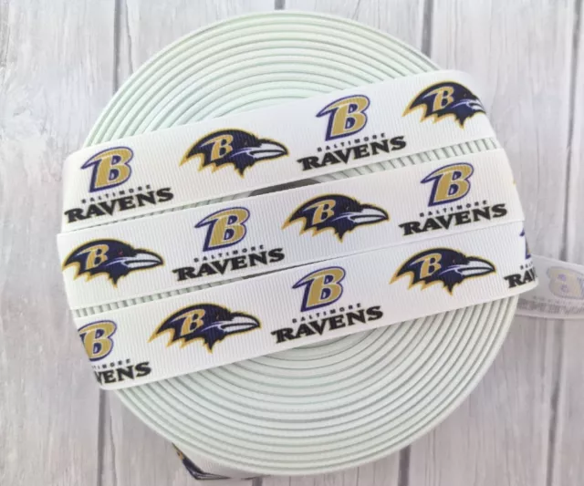 7/8" Ravens Grosgrain Ribbon, Football Ribbon, Sport Grosgrain Ribbon