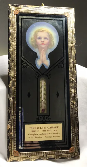 Vintage Advertising Thermometer Automotive Repair Tres Punos CA Religious Mirror
