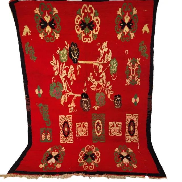Vintage Moroccan Azilal Rug Handmade Boujad Area Red Carpet Berber Tribal Wool