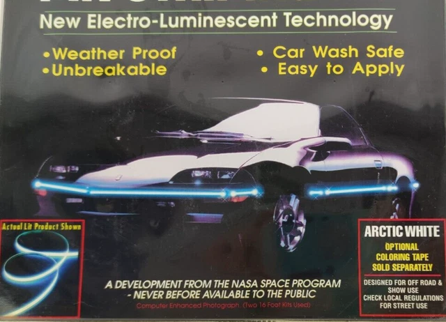 Kit Neon Per Auto Moto Bianco Artico Filo Luminoso Striscia Ca 616Cl 5Mt Vintage