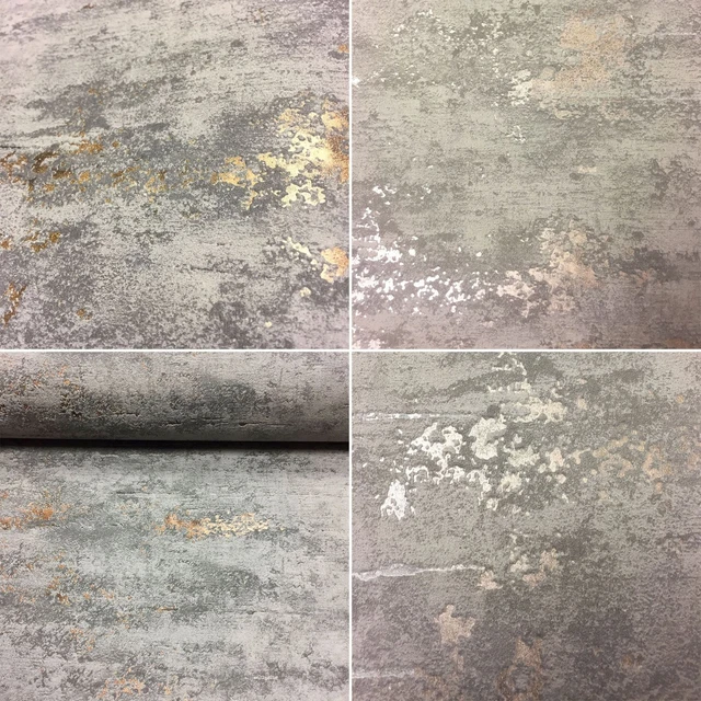 STONE CONCRETE INDUSTRIAL Wallpaper Paste The Wall Dark Grey Metallic