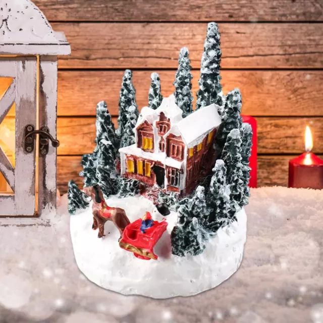 Scène De Neige De Noël, Village Lumineux, Maison Miniature Polyvalente Pour