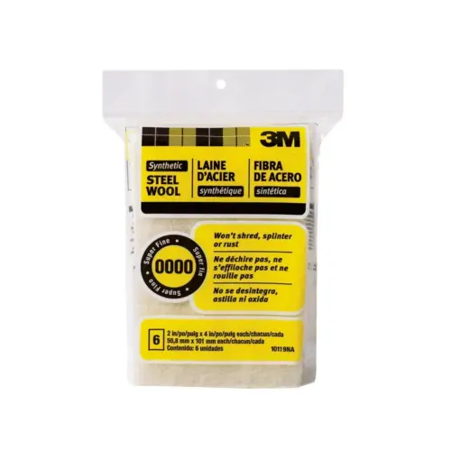 3M Synthetic Steel Wool Pads, #0000 Super Fine, 2 in x 4 in, 6 Pack