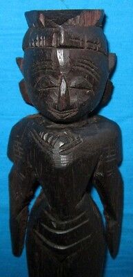 Antique Wooden Hand Carved Old Tribal Design South Indian Statue Figurine Rare