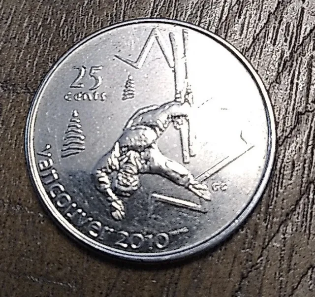 2010 Vancouver Olympics Freestyle Skiing Canadian 25-Cent Quarter Coin