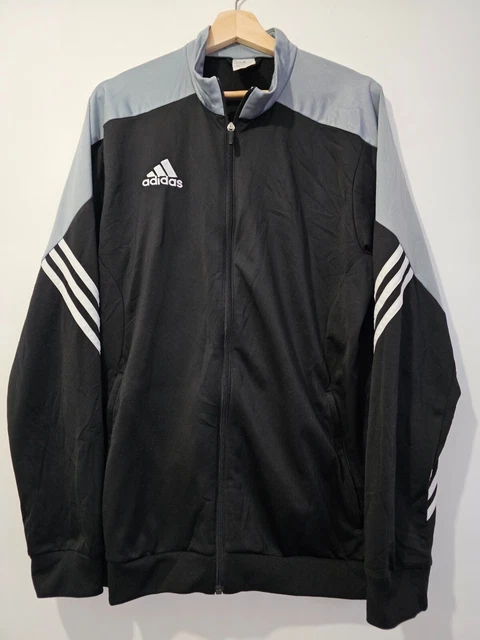Giacca da uomo Adidas con cerniera taglia large L nera argento tuta da allenamento