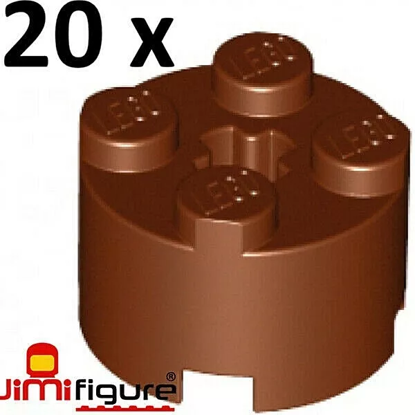 NEW 20 x LEGO Brick Round 2x2 with Axle Hole Reddish Brown 3941 Genuine 16mm Lot