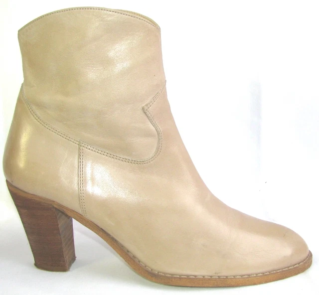 Janie Philip - Bottines Boots Talons 8 Cm Cuir Marron Clair 40 - Excellent Etat 2