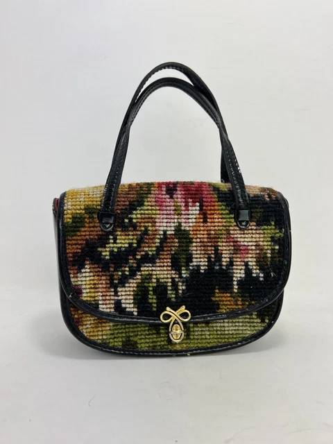 Koret Needlepoint Tapestry Hand Bag with Change Coin Purse Vintage PERFECT