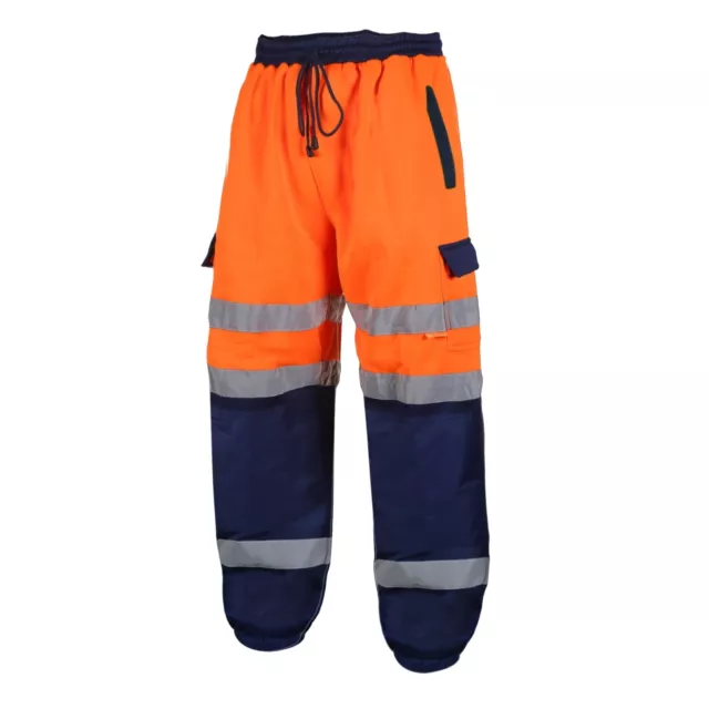 Superior Orange & Navy Hi Vis Viz Combat Jogging Bottoms Trousers Workwear C197