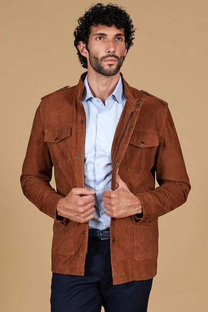Veste En Cuir Véritable Homme HANRRY & MOORE - Taille 52 - Imbottie - Made In Italy