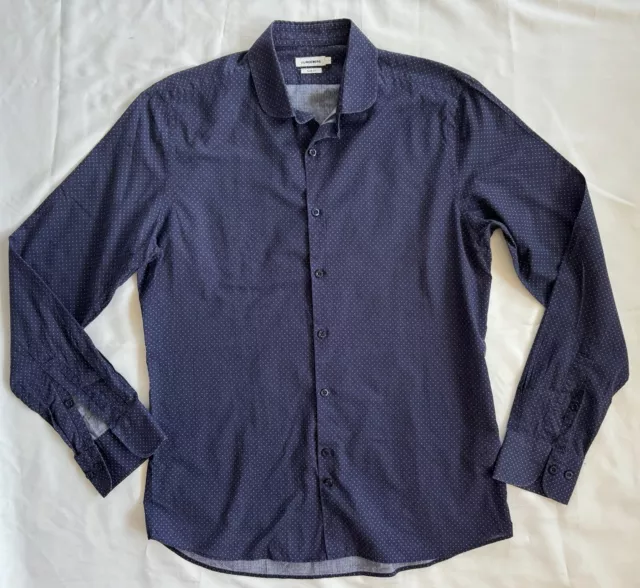 J Lindeberg men’s size L slim fit cotton long sleeve casual shirt blue