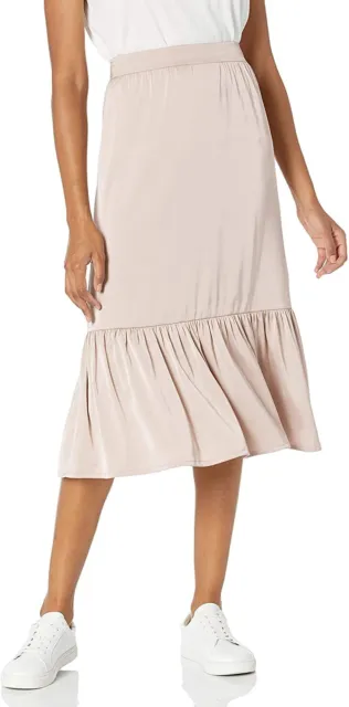 The Drop Women's Jerry Wide Hem Elastic Back Silky Stretch Pull-On Midi Skirt
