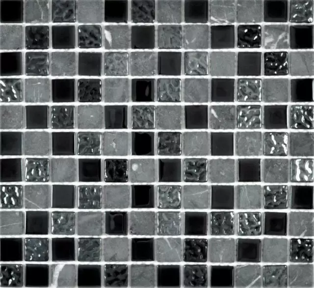 Azulejos de Mosaico Translúcido Gris y Negro Vidrio Crystal Piedra Amarillo