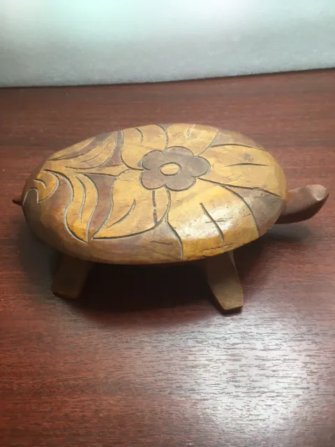 Hand Carved Large Wooden Turtle [Tortoise] Ethnic - Lovely