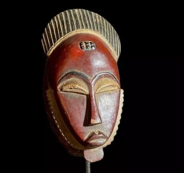 African Tribal Face Mask Wood Hand Carved Vintage Wall Hanging Guro Mask-8482