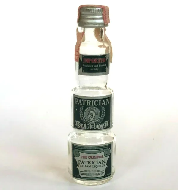 Vtg Patrician Sambuca Miniature Liquor Bottle Made Italy Tiered Glass Tax Empty