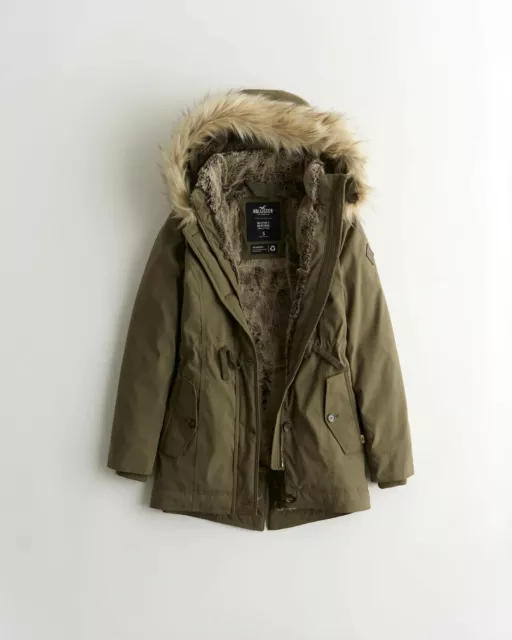 NWT ABERCROMBIE&FITCH HOLLISTER Sherpa Fur 3-In-1 Olive Camo Parka Jacket  Coat £122.94 - PicClick UK