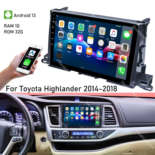 For Toyota Highlander 2014-2018 Android 13 Carplay Car GPS Stereo Radio 10" WIFI