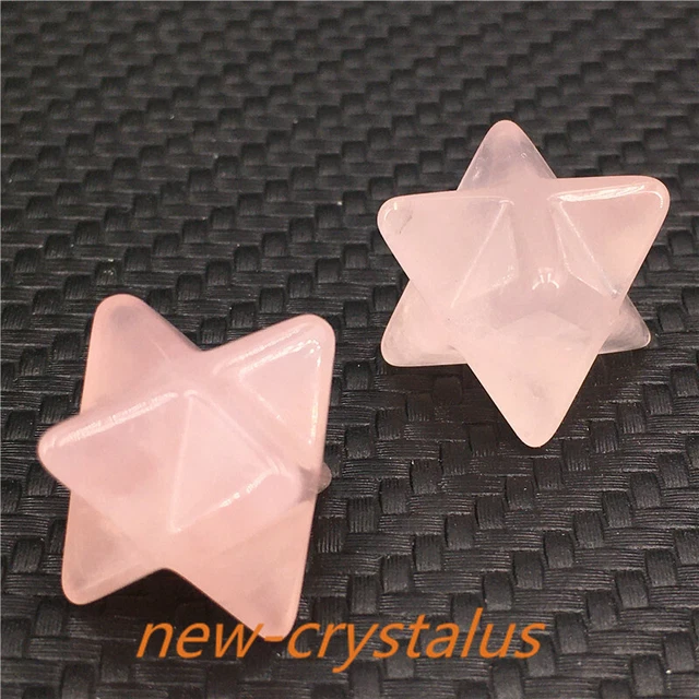2pcs Natural rose Quartz Merkaba Star Carved quartz Crystal skull Reiki Healing