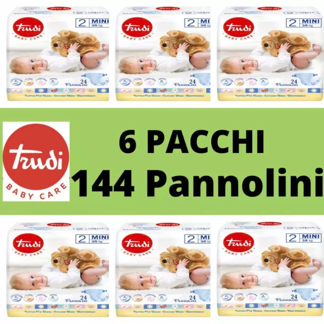 Pannolini Trudi Offerta Taglia 2 6 Pacchi Scatola Risparmio 3-6 kg 144 Pannolini