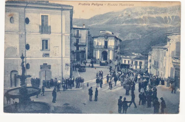 Cartolina - Pratola Peligna - Piazza Municipio - L' Aquila.