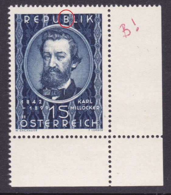Ö.1949 ANK.Nr.959 I Abart Plattenfehler"Druckzufälligkeit"postfrisch**