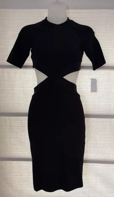 T by Alexander Wang Black Cutout Waist & Back  Bodycon Dress Size S $425 NWT
