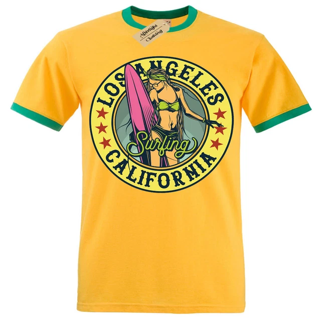 Los Angeles Surf T-Shirt California Spiaggia USA Uomo Suoneria