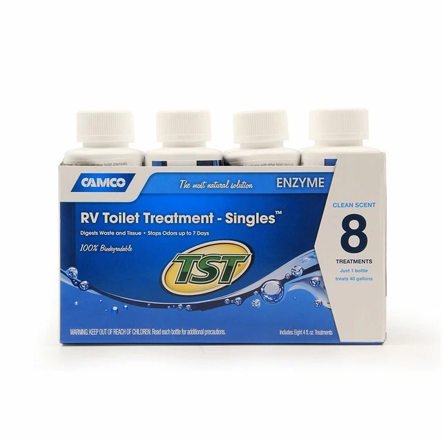 TST Blue Enzyme Toilet Treatment Singles - 8-4 oz. Bottles (CAMCO# 41501)
