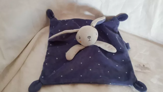 DOUDOU  SIMBA TOYS kiabi  LAPIN PLAT BLEU ETOILE ATTACHE TETINE Neuf avec étique