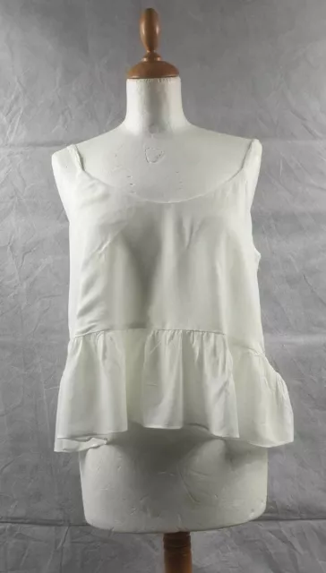 Camicia da donna Topshop taglia 10 camicia avorio viscosa senza maniche pullover regolare
